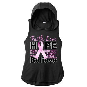 Faith Hope Breast Cancer Awareness Ladies PosiCharge Tri-Blend Wicking Draft Hoodie Tank