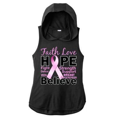 Faith Hope Breast Cancer Awareness Ladies PosiCharge Tri-Blend Wicking Draft Hoodie Tank