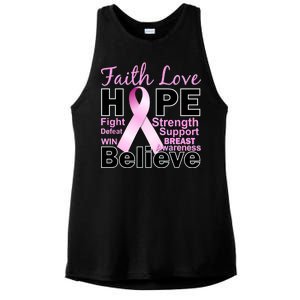 Faith Hope Breast Cancer Awareness Ladies PosiCharge Tri-Blend Wicking Tank