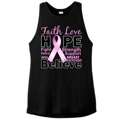 Faith Hope Breast Cancer Awareness Ladies PosiCharge Tri-Blend Wicking Tank