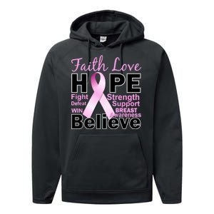 Faith Hope Breast Cancer Awareness Performance Fleece Hoodie