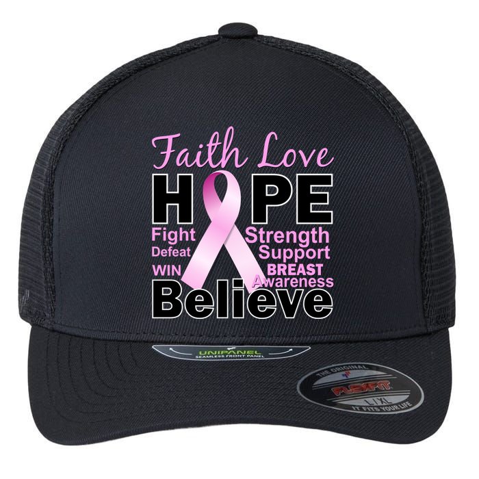 Faith Hope Breast Cancer Awareness Flexfit Unipanel Trucker Cap