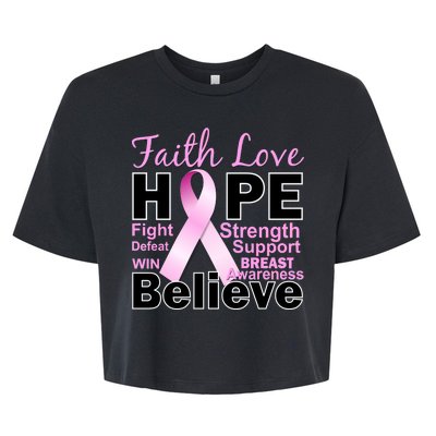 Faith Hope Breast Cancer Awareness Bella+Canvas Jersey Crop Tee