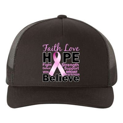 Faith Hope Breast Cancer Awareness Yupoong Adult 5-Panel Trucker Hat