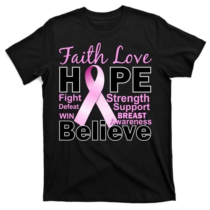 Faith Hope Breast Cancer Awareness T-Shirt