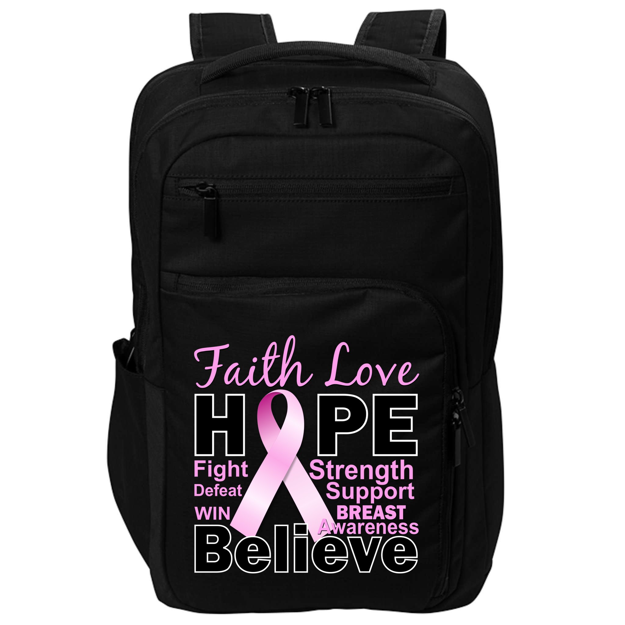Faith Hope Breast Cancer Awareness Impact Tech Backpack