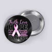 Faith Hope Breast Cancer Awareness Button