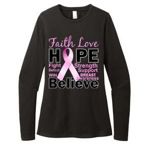 Faith Hope Breast Cancer Awareness Womens CVC Long Sleeve Shirt