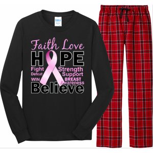 Faith Hope Breast Cancer Awareness Long Sleeve Pajama Set