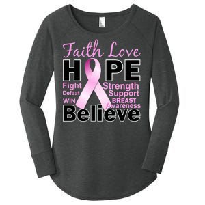 Faith Hope Breast Cancer Awareness Women's Perfect Tri Tunic Long Sleeve Shirt