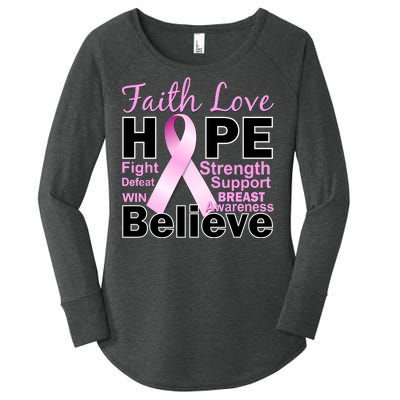 Faith Hope Breast Cancer Awareness Women's Perfect Tri Tunic Long Sleeve Shirt