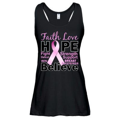 Faith Hope Breast Cancer Awareness Ladies Essential Flowy Tank