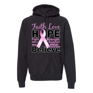 Faith Hope Breast Cancer Awareness Premium Hoodie