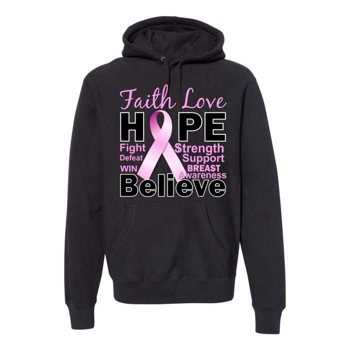 Faith Hope Breast Cancer Awareness Premium Hoodie