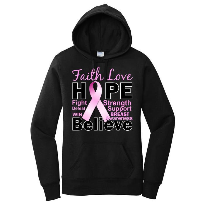 Faith Hope Breast Cancer Awareness Women's Pullover Hoodie