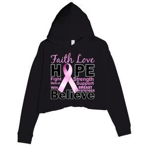 Faith Hope Breast Cancer Awareness Crop Fleece Hoodie