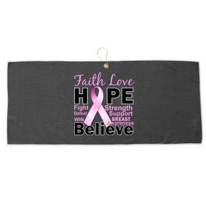 Faith Hope Breast Cancer Awareness Large Microfiber Waffle Golf Towel