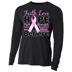 Faith Hope Breast Cancer Awareness Cooling Performance Long Sleeve Crew