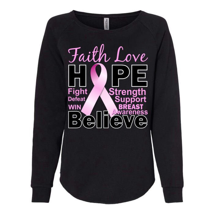 Faith Hope Breast Cancer Awareness Womens California Wash Sweatshirt