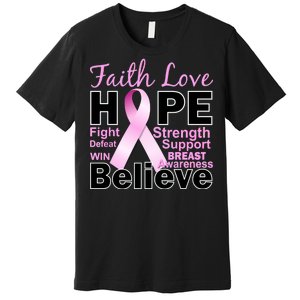 Faith Hope Breast Cancer Awareness Premium T-Shirt