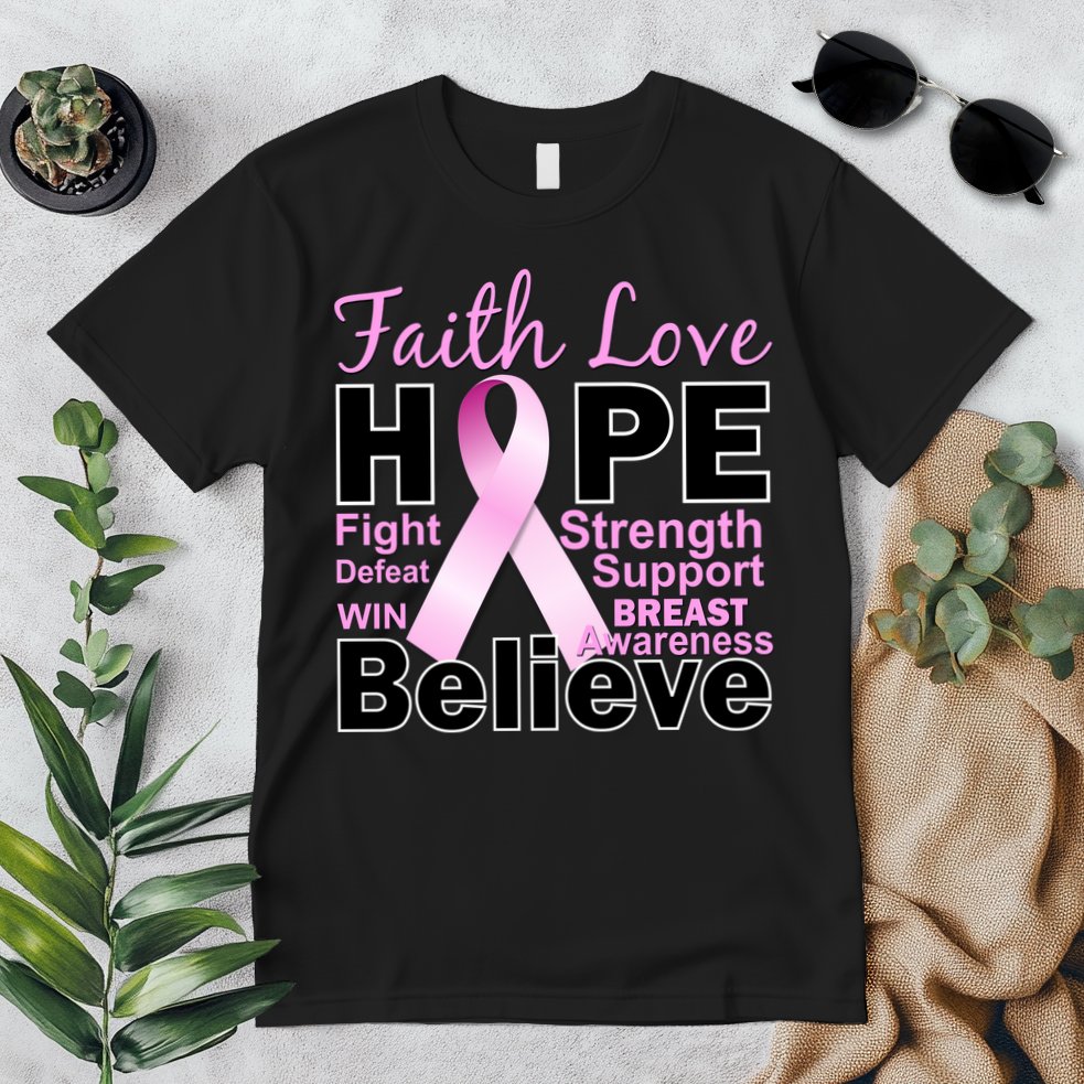 Faith Hope Breast Cancer Awareness Premium T-Shirt