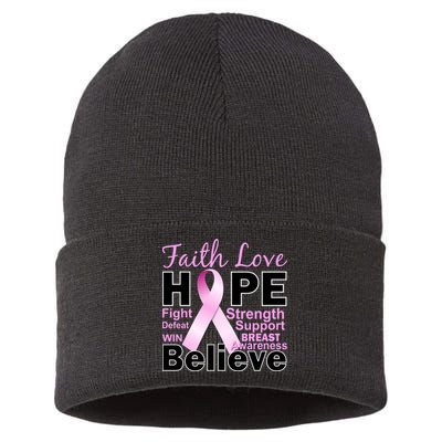 Faith Hope Breast Cancer Awareness Sustainable Knit Beanie