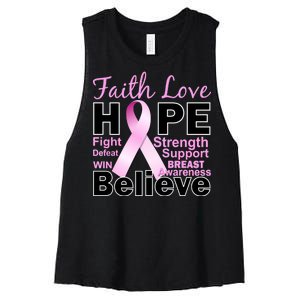 Faith Hope Breast Cancer Awareness Women's Racerback Cropped Tank