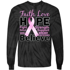 Faith Hope Breast Cancer Awareness Tie-Dye Long Sleeve Shirt