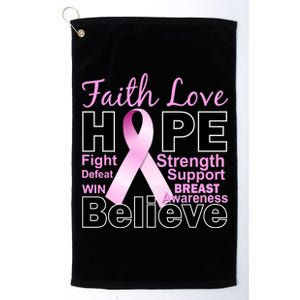 Faith Hope Breast Cancer Awareness Platinum Collection Golf Towel