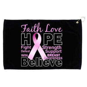 Faith Hope Breast Cancer Awareness Grommeted Golf Towel