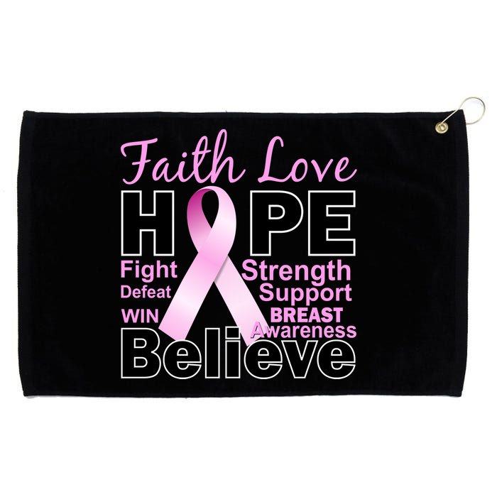 Faith Hope Breast Cancer Awareness Grommeted Golf Towel