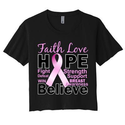 Faith Hope Breast Cancer Awareness Women's Crop Top Tee