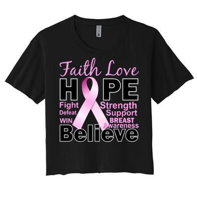 Faith Hope Breast Cancer Awareness Women's Crop Top Tee