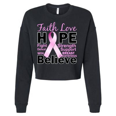 Faith Hope Breast Cancer Awareness Cropped Pullover Crew