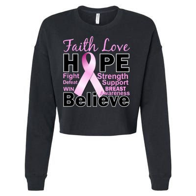 Faith Hope Breast Cancer Awareness Cropped Pullover Crew