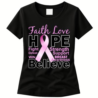 Faith Hope Breast Cancer Awareness Womens T-Shirt