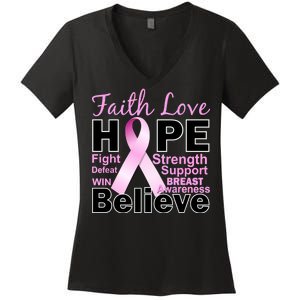 Faith Hope Breast Cancer Awareness Women's V-Neck T-Shirt