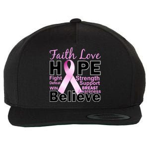 Faith Hope Breast Cancer Awareness Wool Snapback Cap