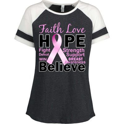 Faith Hope Breast Cancer Awareness Enza Ladies Jersey Colorblock Tee