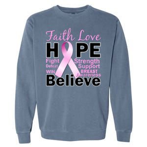 Faith Hope Breast Cancer Awareness Garment-Dyed Sweatshirt