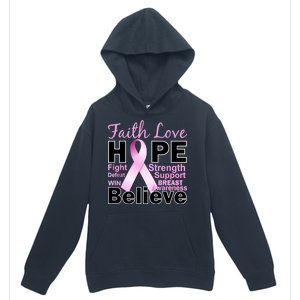 Faith Hope Breast Cancer Awareness Urban Pullover Hoodie