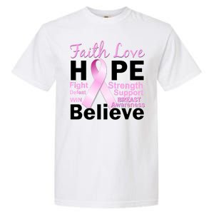 Faith Hope Breast Cancer Awareness Garment-Dyed Heavyweight T-Shirt