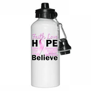 Faith Hope Breast Cancer Awareness Aluminum Water Bottle