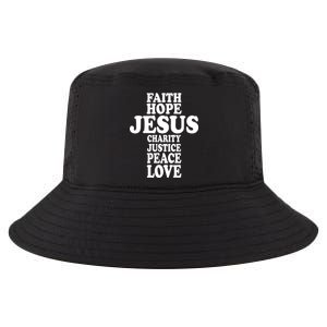 Faith Hope Jesus Charity Peace Love Word Cross Cool Comfort Performance Bucket Hat