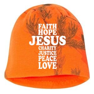 Faith Hope Jesus Charity Peace Love Word Cross Kati - Camo Knit Beanie