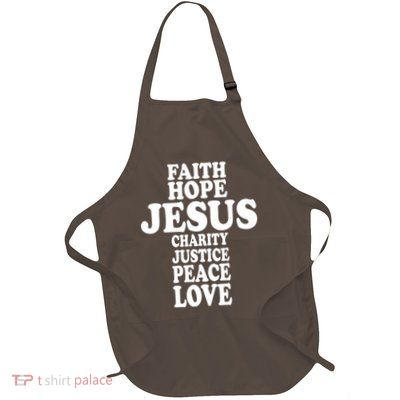 Faith Hope Jesus Charity Peace Love Word Cross Full-Length Apron With Pockets