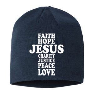 Faith Hope Jesus Charity Peace Love Word Cross Sustainable Beanie