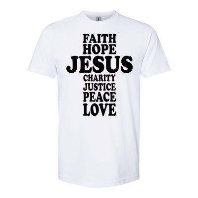 Faith Hope Jesus Charity Peace Love Word Cross Softstyle® CVC T-Shirt