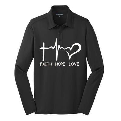 Faith Hope Love Silk Touch Performance Long Sleeve Polo