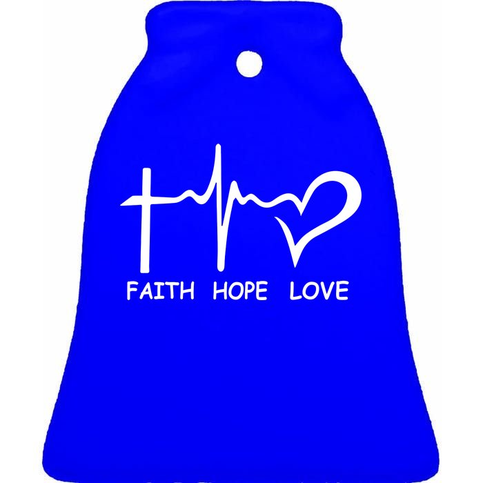 Faith Hope Love Ceramic Bell Ornament